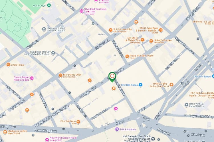 Map - Vertical E-tower Panel Billboard at Intersection of 3 Phan Chu Trinh – Le Thanh Ton, Ben Thanh Ward, Ho Chi Minh City