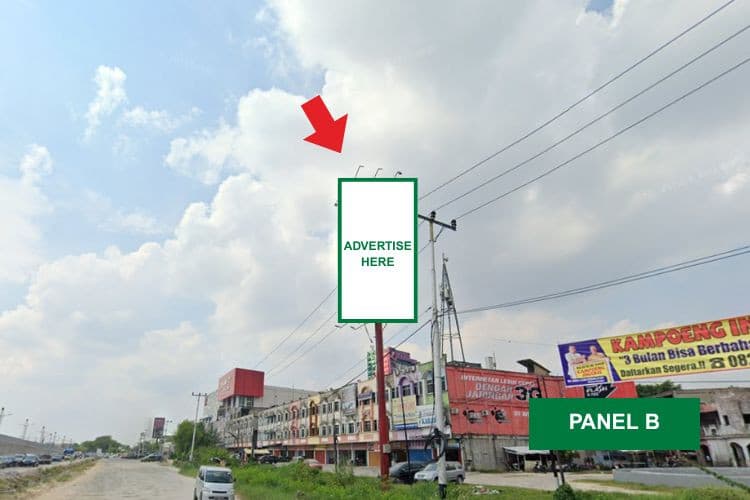 Vertical Static Billboard at Jl Soekarno-Hatta, Pekanbaru, Riau  (Nearby Transmart) (Day View)