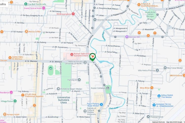 Map - Vertical Static Billboard at Jl. Jamin Ginting, Medan, Sumatera Utara  (Intersection DR Mansyur)