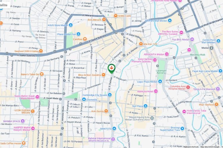 Map - Vertical Static Billboard at Jl. S. Parman, Medan, Sumatera Utara  (Intersection Jl. Kejaksaan)