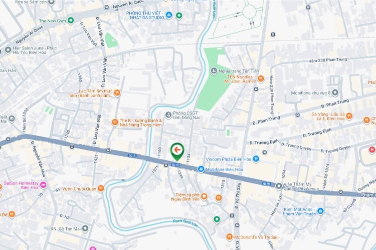 Map- Horizontal Wallscape Billboard at 215 Pham Van Thuan Street, Tam Hiep Ward, Dong Nai