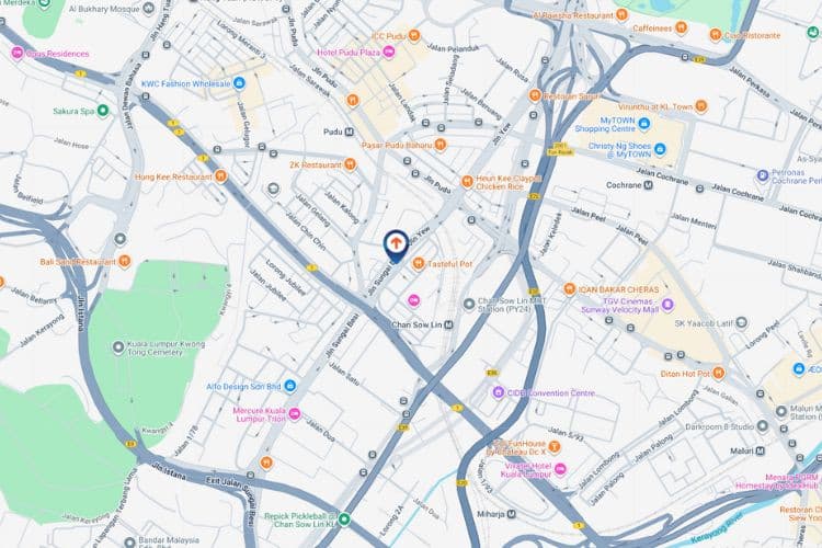 Map - Vertical Digital Screen Billboard at Jalan Yew, Kuala Lumpur (next to Fraser Business Park)