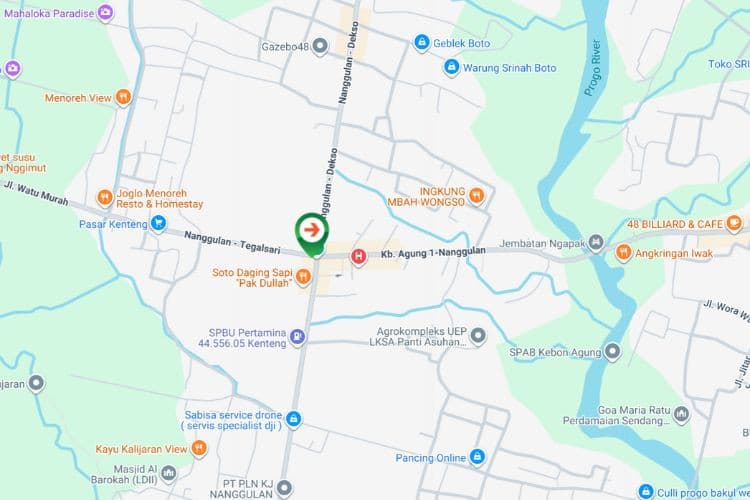 Map - Vertical Static Billboard at Jl. Raya Pasar Kenteng Nanggulan - Tegalsari, Kulon Progo, Daerah Istimewa Yogyakarta  (In Kenteng traffic light intersection)