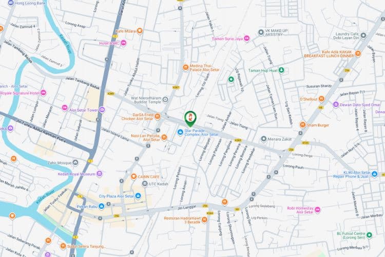 Map - Vertical Unipole Billboard at Jalan Teluk Wanjah, Alor Setar, Kedah (near Star Parade Complex and Aman Central)