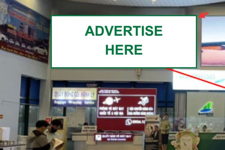 1 Panel Horizontal Wall-mounted Pano Billboard at Dong Hoi Airport, Dong Thuan Ward, Quang Tri (IP 1.9 Level 1, airline ticketing area, to the right of the arrivals exit, shared public hall for both departures and arrivals)