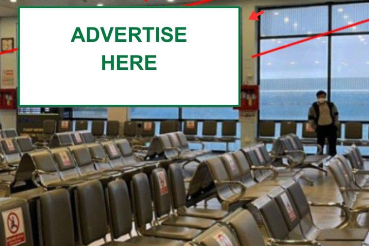 1 bảng ốp tường IP 2.9 tại phòng chờ ga đi, Sân bay Đồng Hới