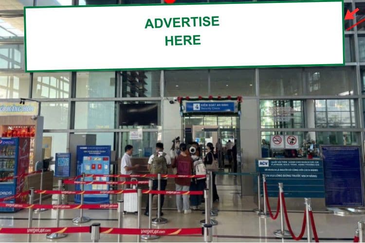 1 Panel Horizontal Wall-mounted Pano Billboard at Buon Ma Thuot Airport, Tan Lap Ward, Daklak (Above the security screening entrance area of the Departures Terminal)