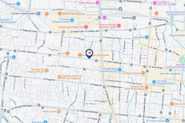 Map - Horizontal LED Bando Billboard at Jl. Jend Sudirman No 198, Bandung, Jawa Barat