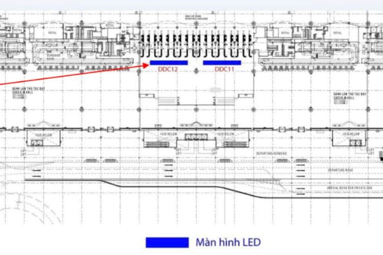 Map - Horizontal Airport LED Screen Billboard at Tan Son Nhat International Airport, Tan Son Hoa Ward, Ho Chi Minh City (Level 3, glass wall area in front of the security screening entrance, Departures Terminal, Terminal T3)