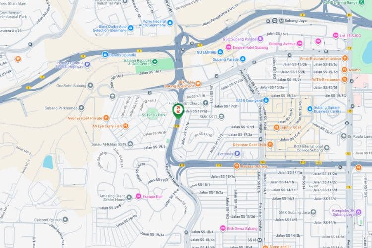 Map - Overhead Bridge Billboard at Persiaran Tujuan, Subang Jaya, Selangor (near SS19)