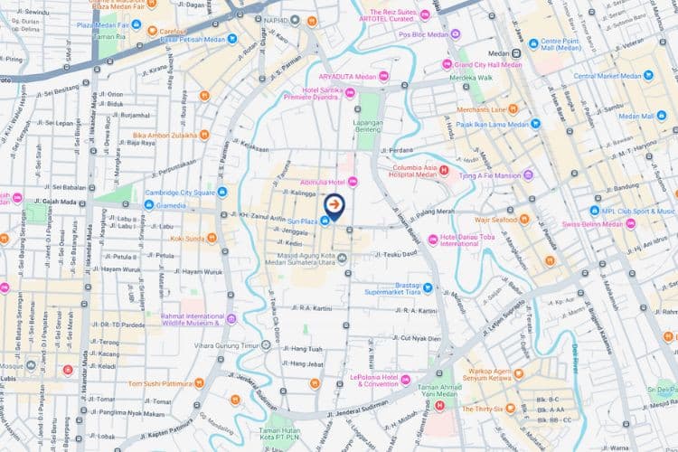 Map - Vertical Videotron Billboard at Jl KH.Zainul Arifin, Medan, Sumatera Utara  (across Sun Plaza Mall)