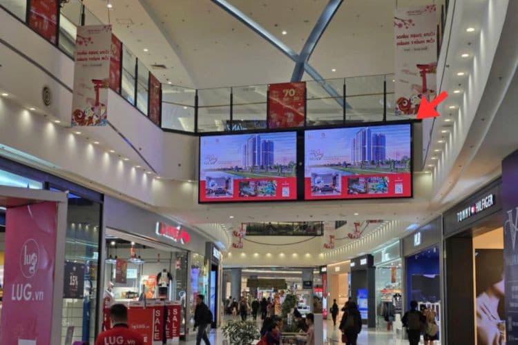 5 Panel Horizontal LED Wall Cladding Billboard at Aeon Mall Long Bien, Bo De Ward, Ha Noi City