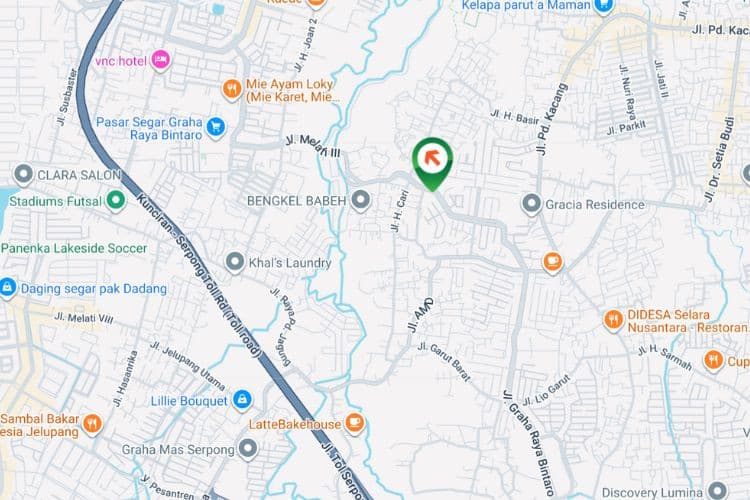 Map - Vertical Static Billboard at Jl. Graha Raya Bintaro, Pd. Kacang Bar., Pondok Aren, Tangerang Selatan, Banten (nearby Apotek Berkat)