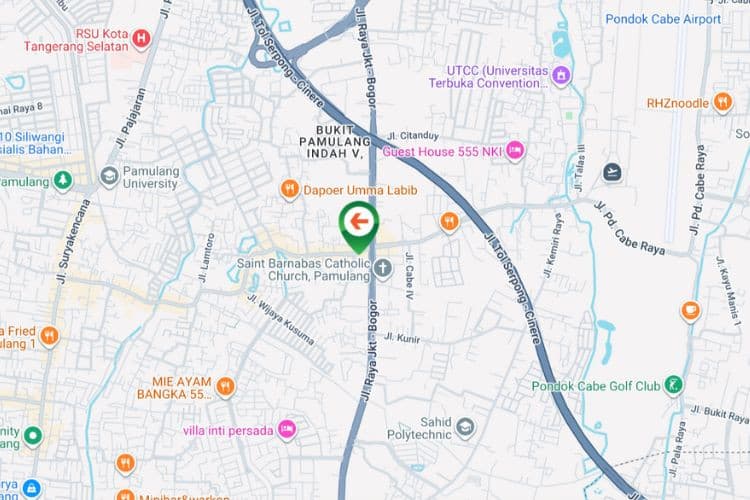Map - Vertical Static Billboard at Jl. Dr. Setiabudi, Pamulang Tim, Pamulang, Tangerang Selatan, Banten (nearby McDonald's)