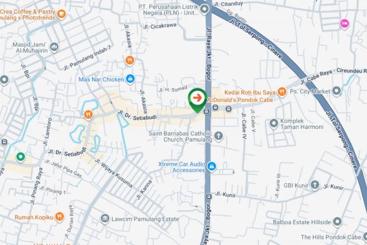 Map - Vertical Static Billboard at Jl. Dr. Setiabudi, Pamulang Tim, Pamulang, Tangerang Selatan, Banten (nearby McDonald's)