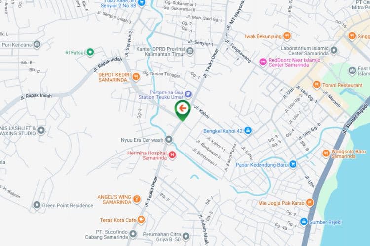 Map - Vertical Static Billboard at Jl. Rimbawan (Simpang 3 Jl. Teuku Umar), Karang Anyar, Sungai Kunjang, Samarinda, Kalimantan Timur
