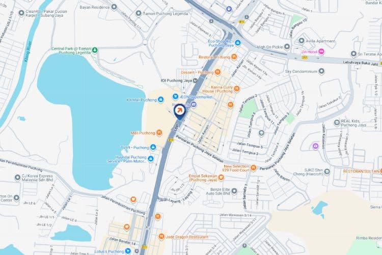Map - Digital Overhead Bridge Billboard at LDP Highway KM21.4, Puchong, Selangor (near IOI Puchong)