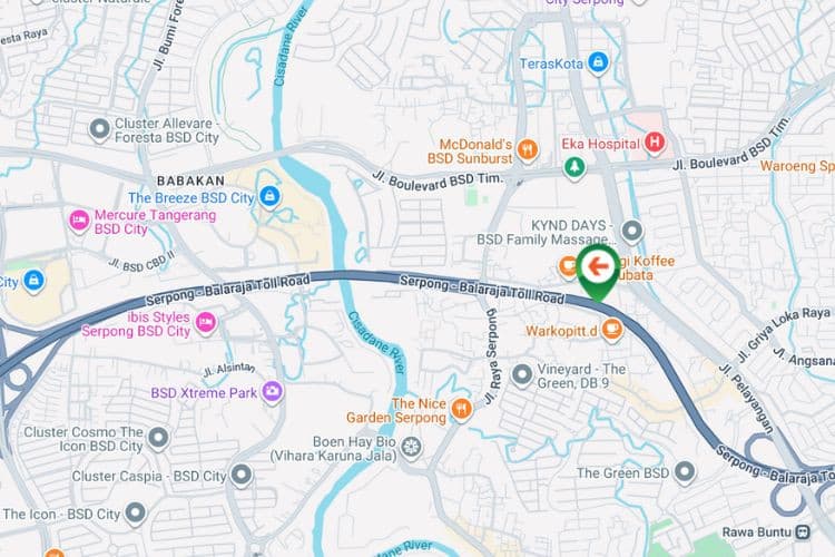 Map - Horizontal Static Billboard at Jl. Tol Jkt Serpong - Balaraja, Cilenggang KM 13.400), Serpong, Tangerang Selatan, Banten (Tugu tol Serpong Balaraja, side B)