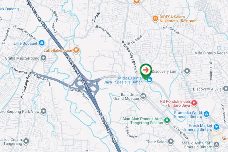 Map - Horizontal Static Billboard at Jl. Boulevard Bintaro Jaya, Parigi,, Pondok Aren, Tangerang Selatan, Banten (nearby Burger King)