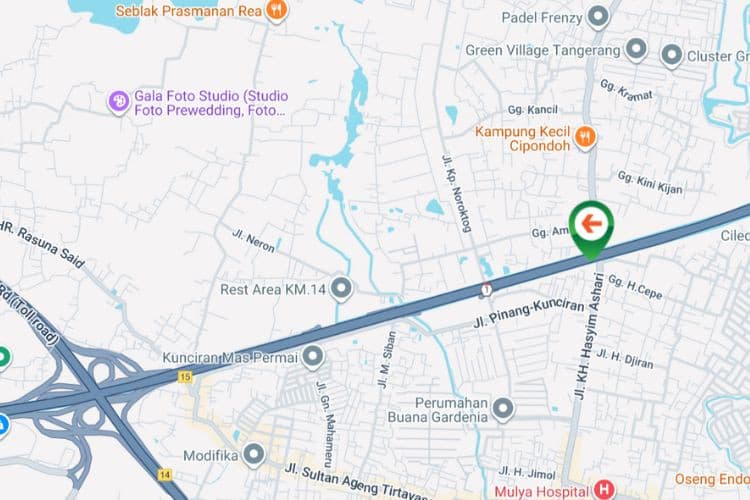 Map - Horizontal Static Billboard at Jl. Tol Jkt - Tangerang, Pinang KM 13, Pinang, Tangerang, Banten (nearby Jembatan Tol Pinang)