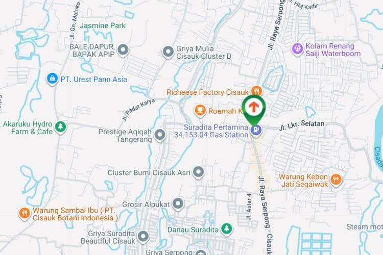 Map - Horizontal Static Billboard at Jl. Raya Cisauk Lapan, Suradita, Cisauk, Kabupaten Tangerang, Banten (in front of Pos Dishub Suradita)
