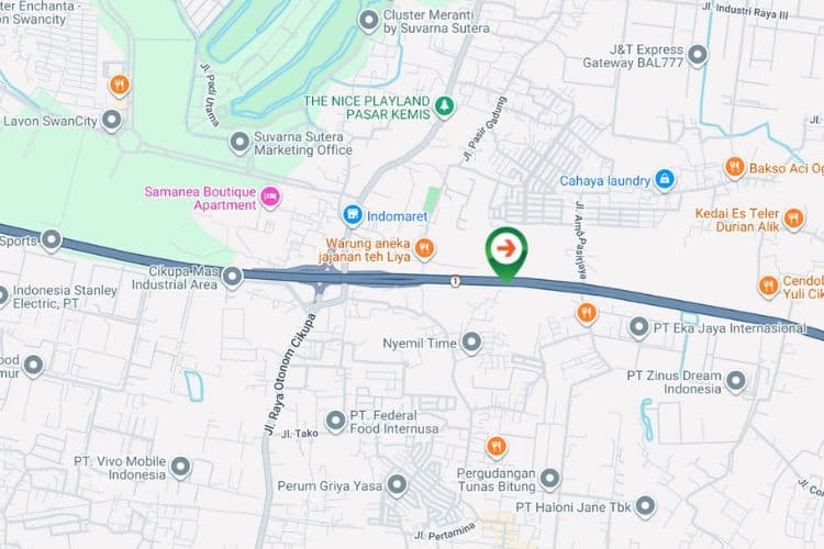 Map - Vertical Static Billboard at Jl. Tol Tangerang Merak, Pasir Jaya, Cikupa, Kabupaten Tangerang, Banten (KM 30+800)