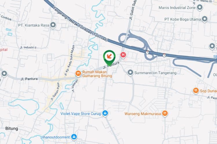 Map - Vertical Static Billboard at Jl. Raya Serang, Kadu, Kec. Curug, Curug, Kabupaten Tangerang, Banten (nearby Universitas Insan Pembangunan Indonesia)