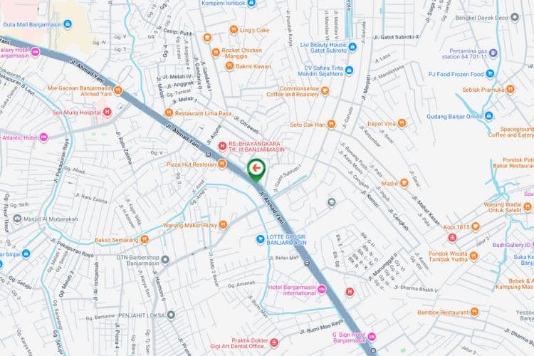 Map - Horizontal Static Billboard at Jl. Ahmad Yani, Banjarmasin, Kalimantan Selatan  (nearby Fly Over Ahmad Yani)