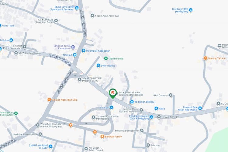 Map - Vertical Static Billboard at Jl. Mayor Widagdo, Pandeglang, Banten (in front of Terminal Kadubanen)