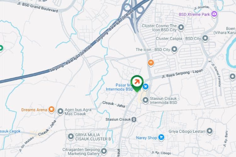 Map - Vertical Static Billboard at Jl. Raya Cisauk Kp. Cisauk Desa Sampora, Cisauk, Kabupaten Tangerang, Banten (nearby Alfamart)