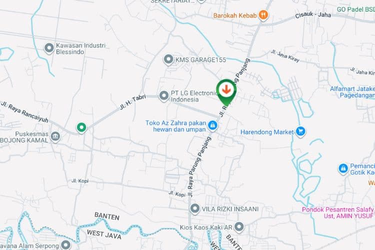 Map - Horizontal Static Billboard at Jl. Raya Parung Panjang, Malang Nengah, Pagedangan, Kabupaten Tangerang, Banten (nearby Kantor Desa Malang Nengah)