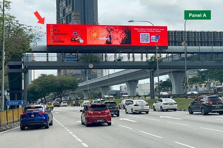 1 Panel Digital Overhead Bridge Billboard at Jalan Cheras, Kuala Lumpur (near Taman Midah)