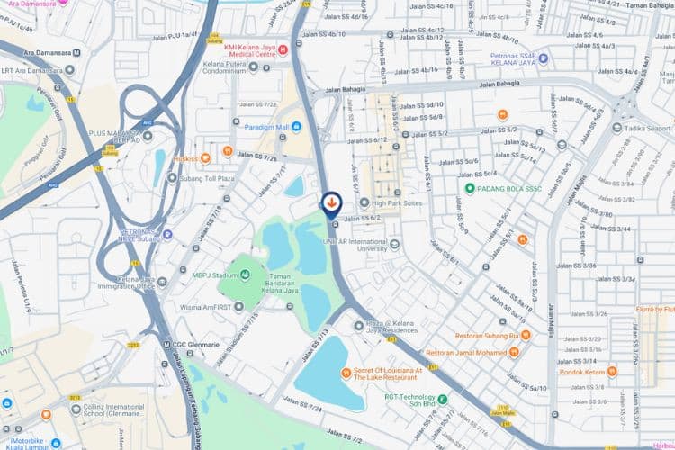 Map - Digital Overhead Bridge Billboard at LDP Highway KM13.4, Petaling Jaya, Selangor (near Neptune Club)