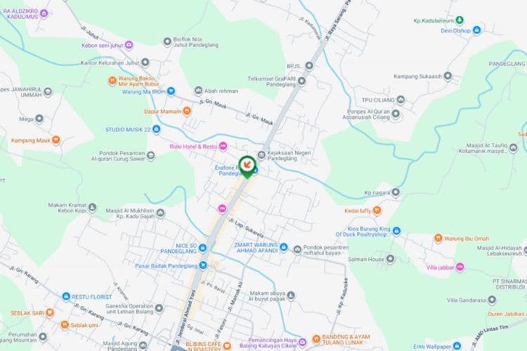 Map - Vertical Static Billboard at Jl. Jenderal Ahmad Yani, Pandeglang, Banten (nearby Bank Mandiri KCP Pandeglang)