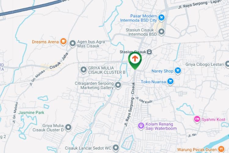 Map - Vertical Static Billboard at Jl. Raya Cisauk Lapan, Cibogo, Cisauk, Kabupaten Tangerang, Banten (nearby Vihara Sobhita Tridharma Cisauk)
