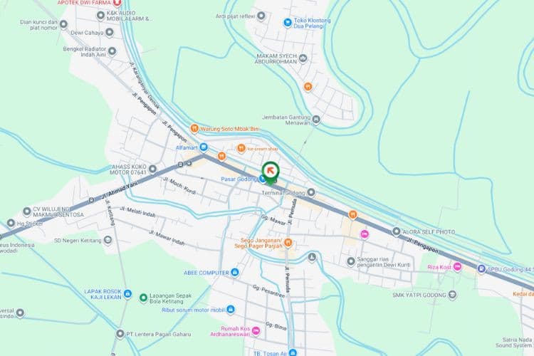 Map - Vertical Static Billboard at Jl. Jenderal Sudirman, Grobogan, Jawa Tengah  (nearby Pasar Godong)