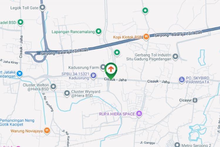 Map - Horizontal Static Billboard at Jl. Raya Kadusirung, Kadu Sirung, Pagedangan, Kabupaten Tangerang, Banten (nearby Hiera)