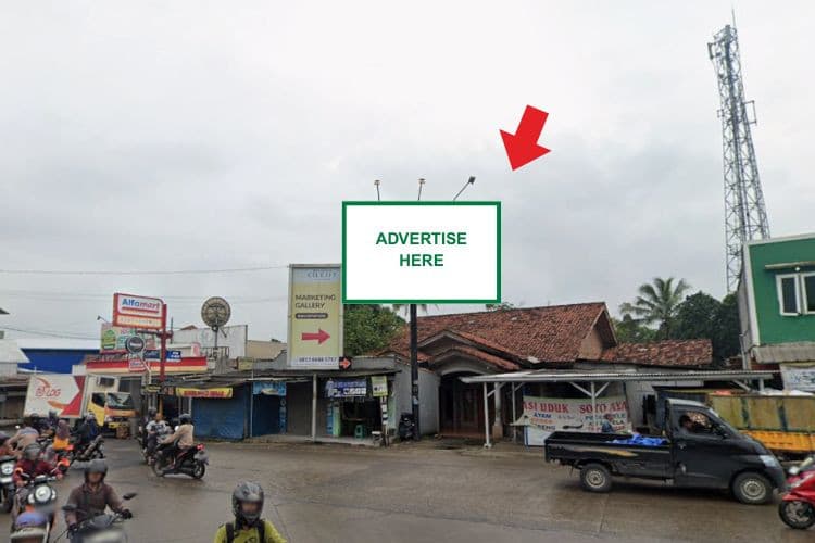 Horizontal Static Billboard at Jl. Raya Kutruk, Jambe, Kabupaten Tangerang, Banten (nearby Alfamart) (Day View)