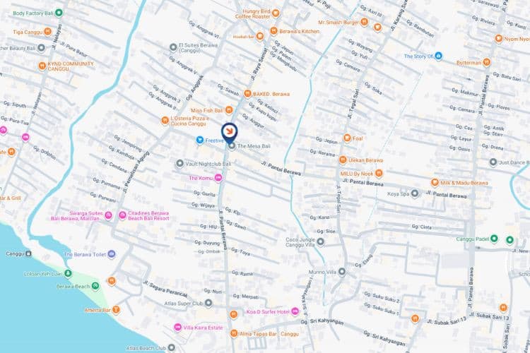 Map - Horizontal Videotron Billboard at Jl. Pantai Berawa, Badung, Bali  (nearby Earth Circus Store)