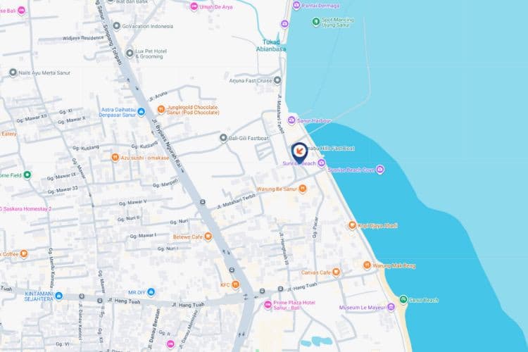 Map - Horizontal Videotron Billboard at Jl. Matahari Terbit, Denpasar, Bali  (on top of ATM Center)
