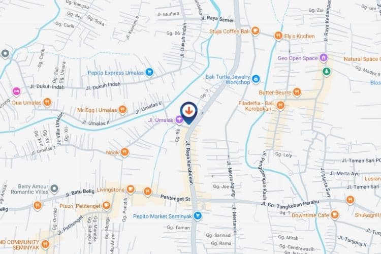 Map - Horizontal Videotron Billboard di Jl. Raya Kerobokan, Badung, Bali