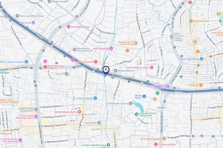 Map - Vertical Videotron Billboard at Jl. Gatot Subroto, Jakarta Selatan, DKI Jakarta  (on SMESCO Indonesia building)