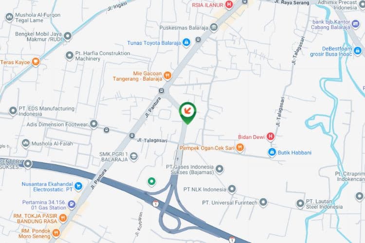 Map - Vertical Baliho Billboard at Jl. Raya Balaraja Barat, Kabupaten Tangerang, Banten (nearby Tol Gate Balaraja Barat)