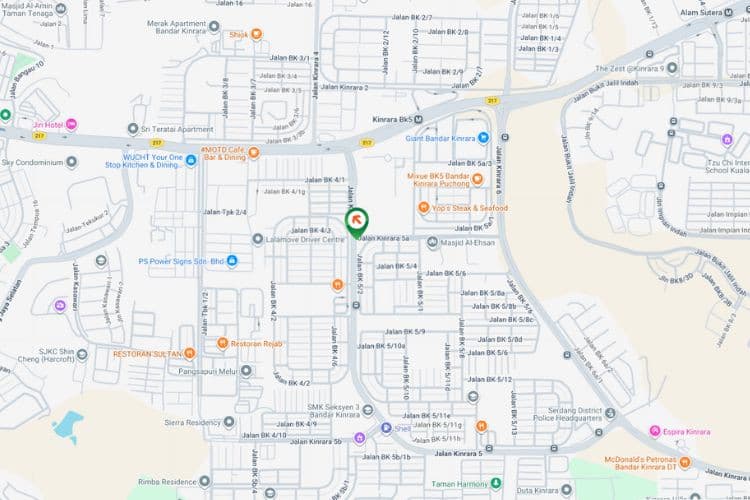 Map - Free Standing Billboard at Jalan Kinrara 5A, Puchong, Selangor (near Petronas & Kinrara Seksyen 4)