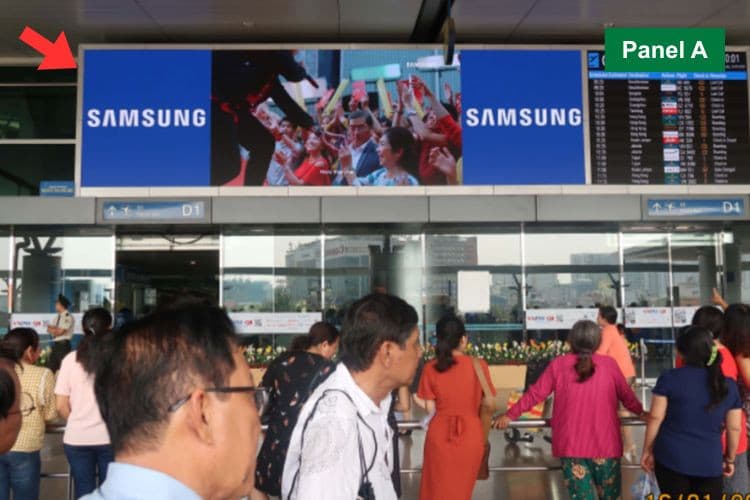 2 Panel Horizontal Airport LED Screen Billboard at Tan Son Nhat International Airport, Tan Son Hoa Ward, Ho Chi Minh City (Departure in gate D1 and D2, T2 Terminal)