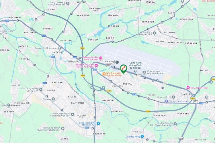 Map - Horizontal Unipole Billboard at Noi Bai International Airport, Ba Dinh Ward, Ha Noi City (Opposite Noi Bai International Airport, Nhat Tan - Noi Bai street)