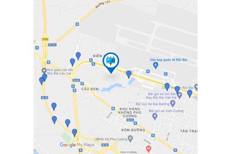 Map - Horizontal Unipole Billboard at Noi Bai International Airport, Ba Dinh Ward, Ha Noi City (Opposite Noi Bai T2 terminal, Nhat Tan - Noi Bai street)