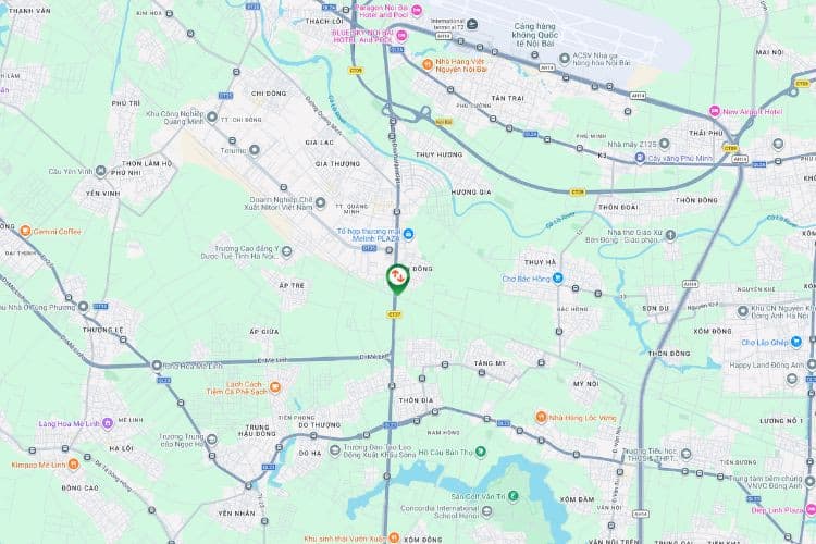 Map - Horizontal Unipole Billboard at H2/7+20 23A Thang Long, Ba Dinh Ward, Ha Noi City ( On the right side of the Thang Long-Noi Bai Expressway, heading from the city center to Noi Bai Airport)