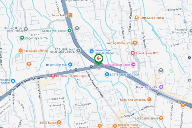 Map -  Vertical Static Billboard at Jl. Sholeh Iskandar, Bogor, Jawa Barat  (T-junction Yasmin Park)
