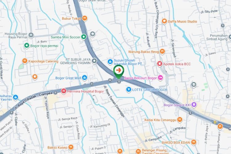 Map -  Vertical Static Billboard at Jl. Sholeh Iskandar, Bogor, Jawa Barat  (T-junction Yasmin Park)